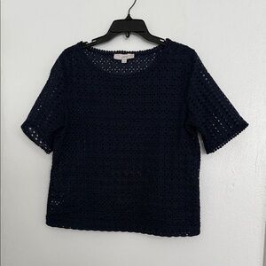 LOFT Dark Blue Crochet Blouse